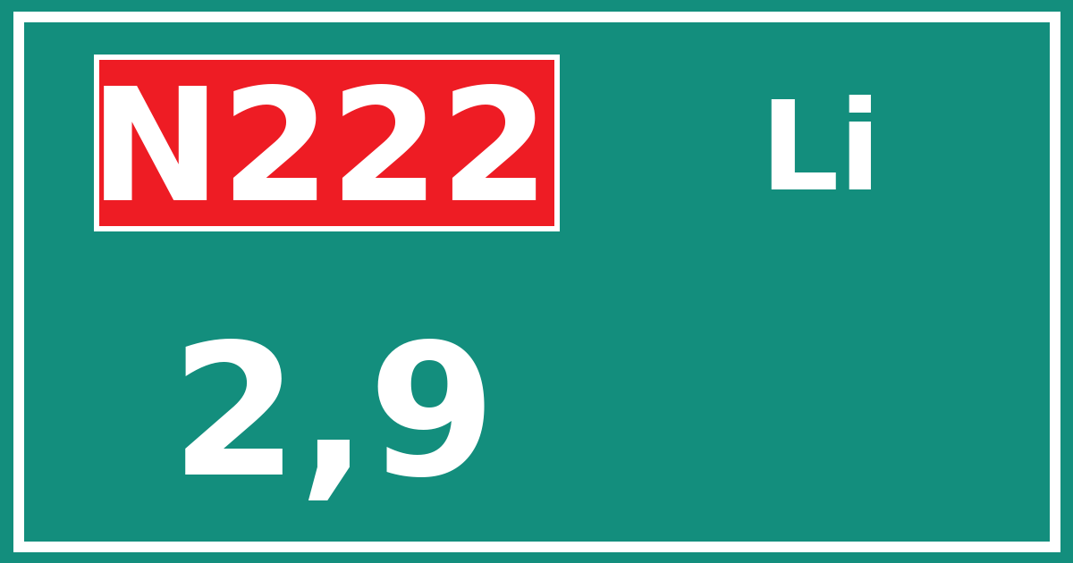 Hectometerbord N222 2,9 zijde Li