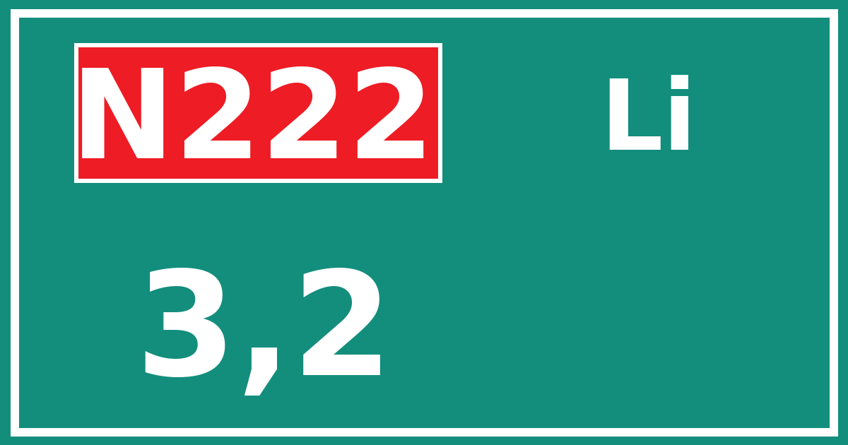 Hectometerbord N222 3,2 zijde Li