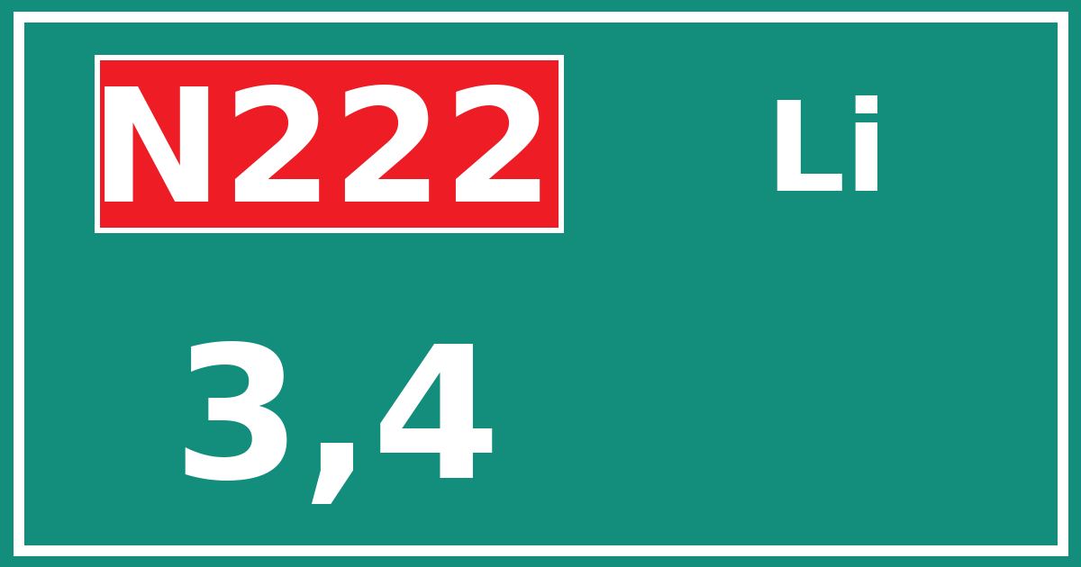 Hectometerbord N222 3,4 zijde Li
