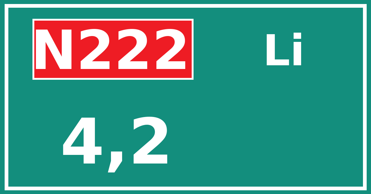 Hectometerbord N222 4,2 zijde Li