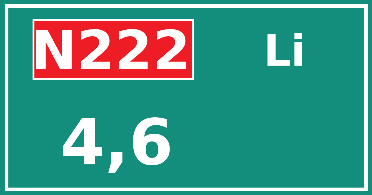 Hectometerbord N222 4,6 zijde Li