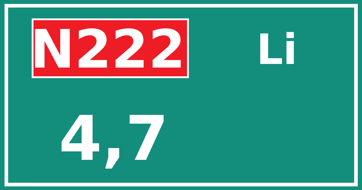 Hectometerbord N222 4,7 zijde Li