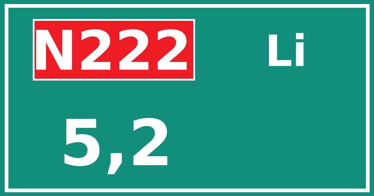 Hectometerbord N222 5,2 zijde Li