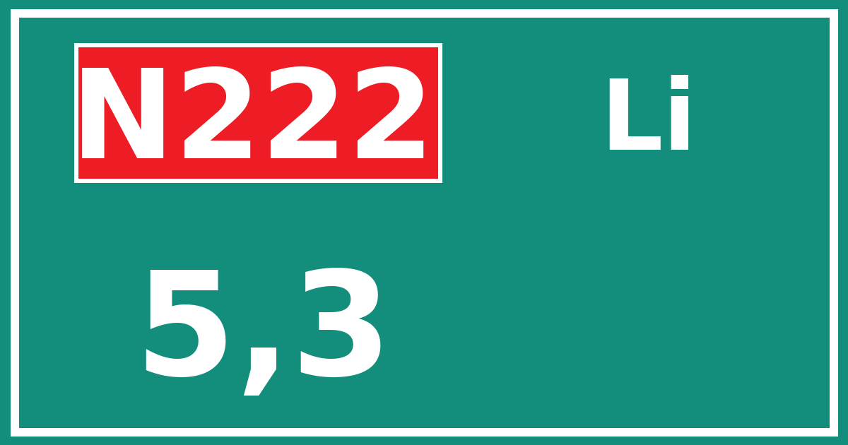 Hectometerbord N222 5,3 zijde Li