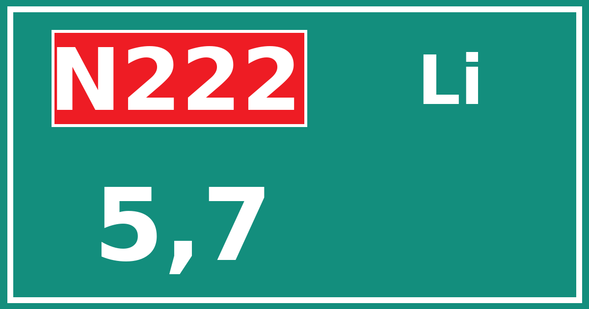 Hectometerbord N222 5,7 zijde Li