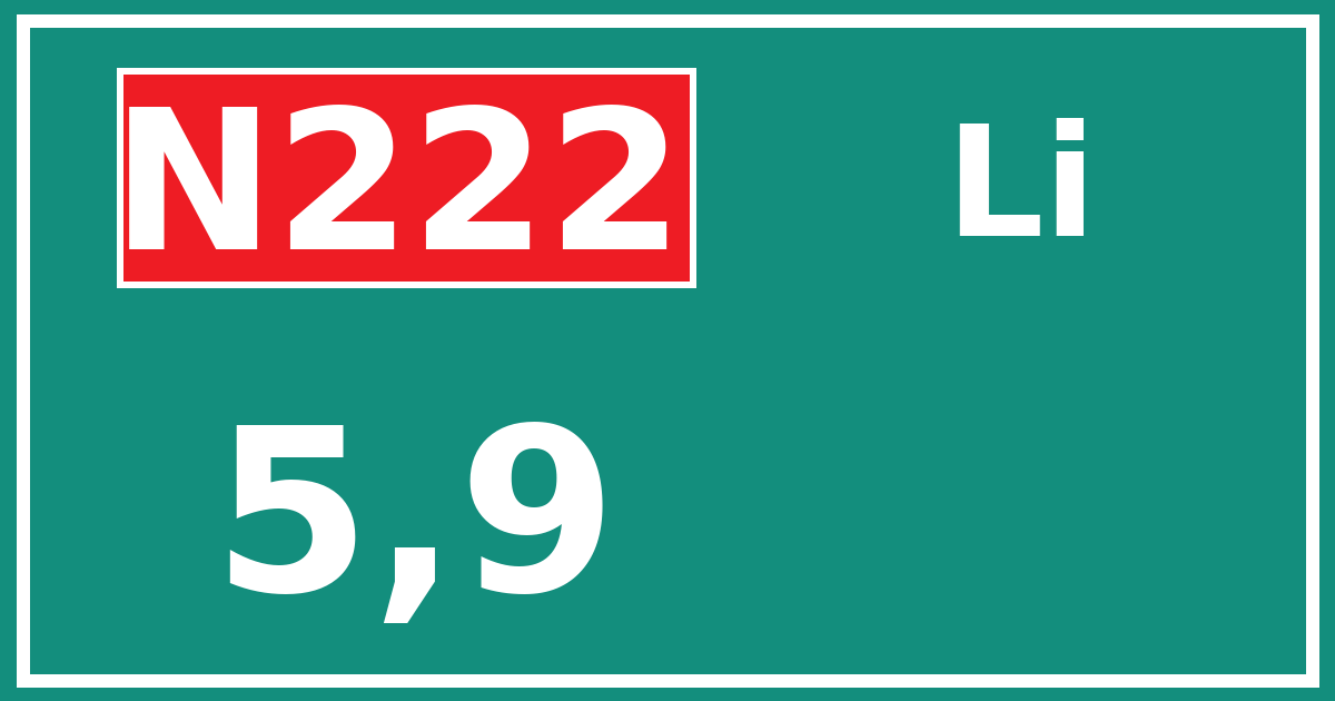 Hectometerbord N222 5,9 zijde Li