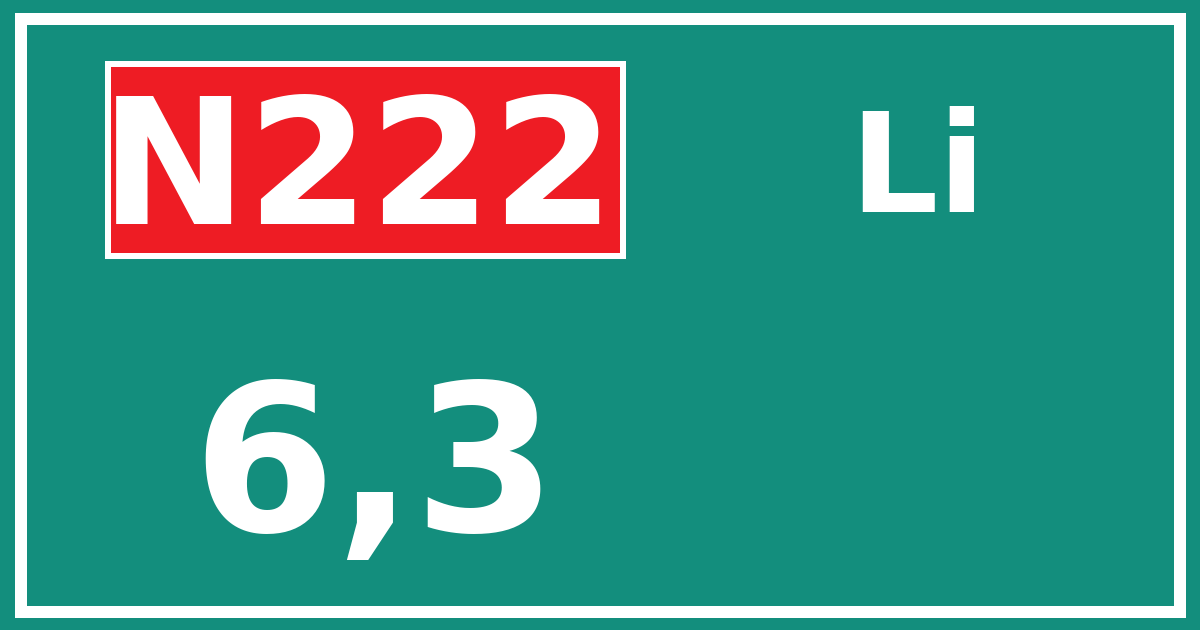 Hectometerbord N222 6,3 zijde Li