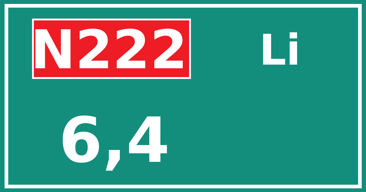 Hectometerbord N222 6,4 zijde Li