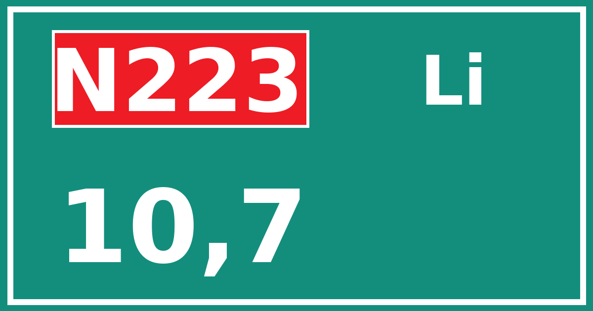 Hectometerbord N223 10,7 zijde Li
