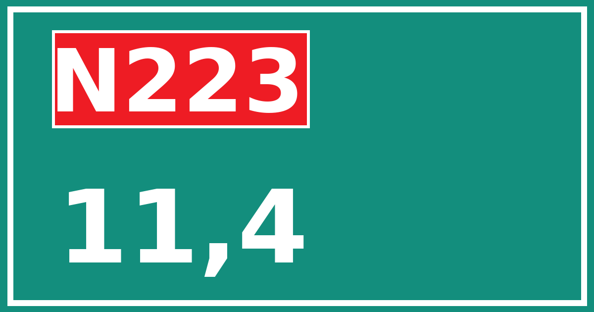 Hectometerbord N223 11,4