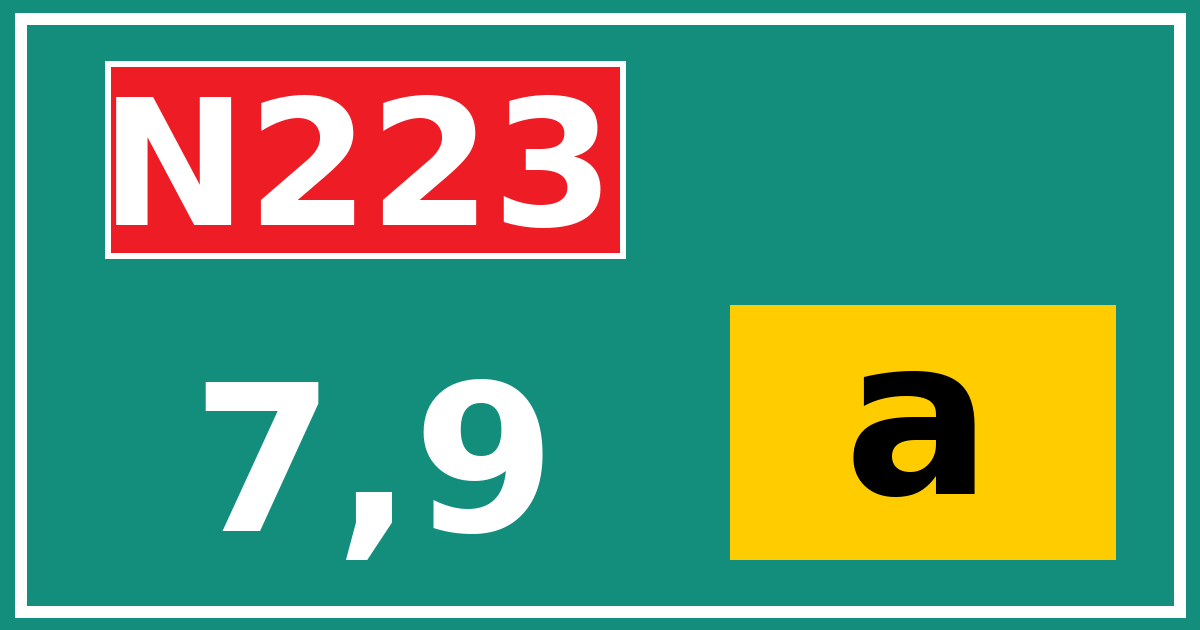 Hectometerbord N223 7,9 letter a