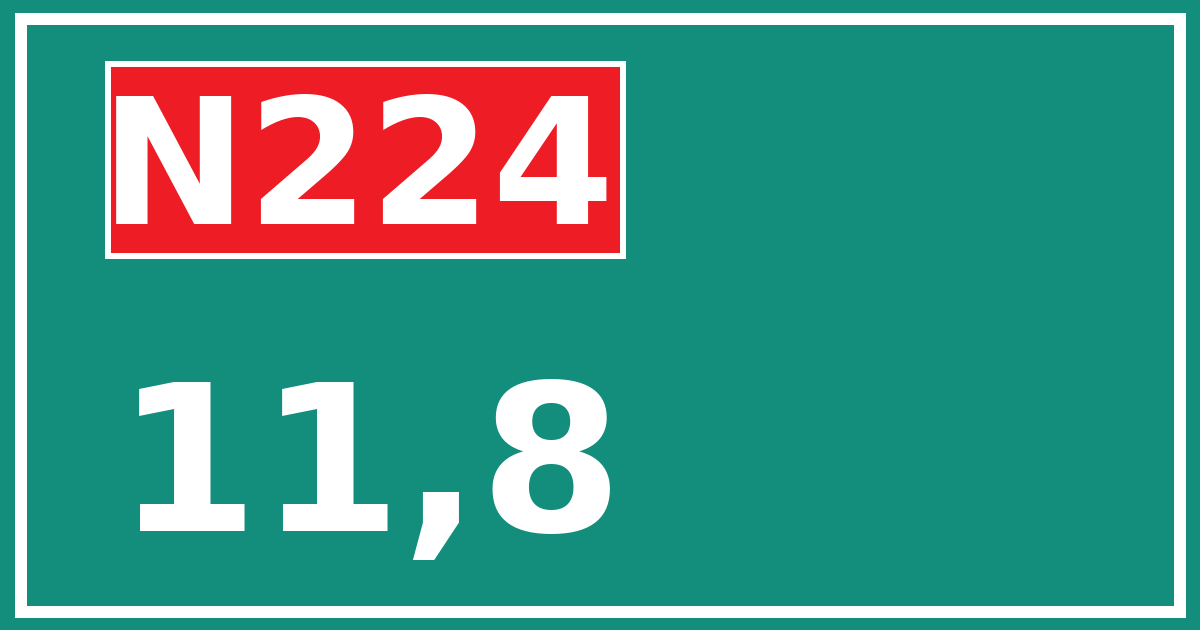 Hectometerbord N224 11,8