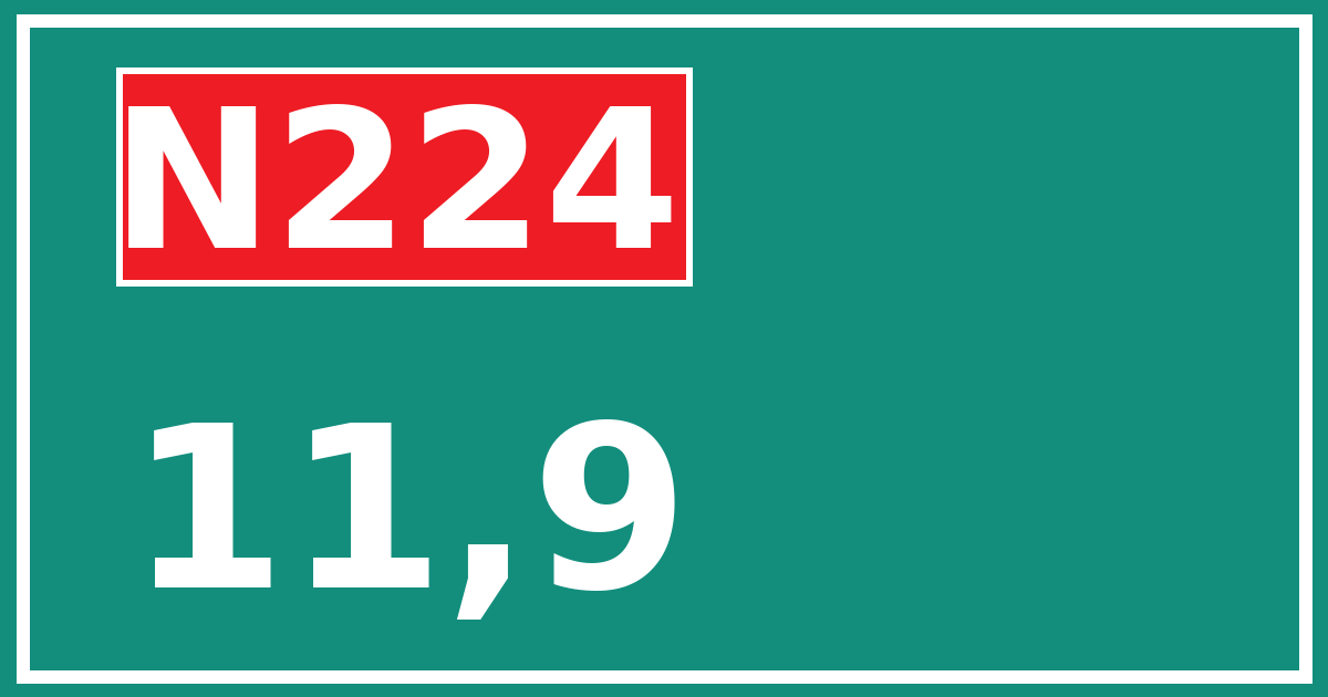 Hectometerbord N224 11,9
