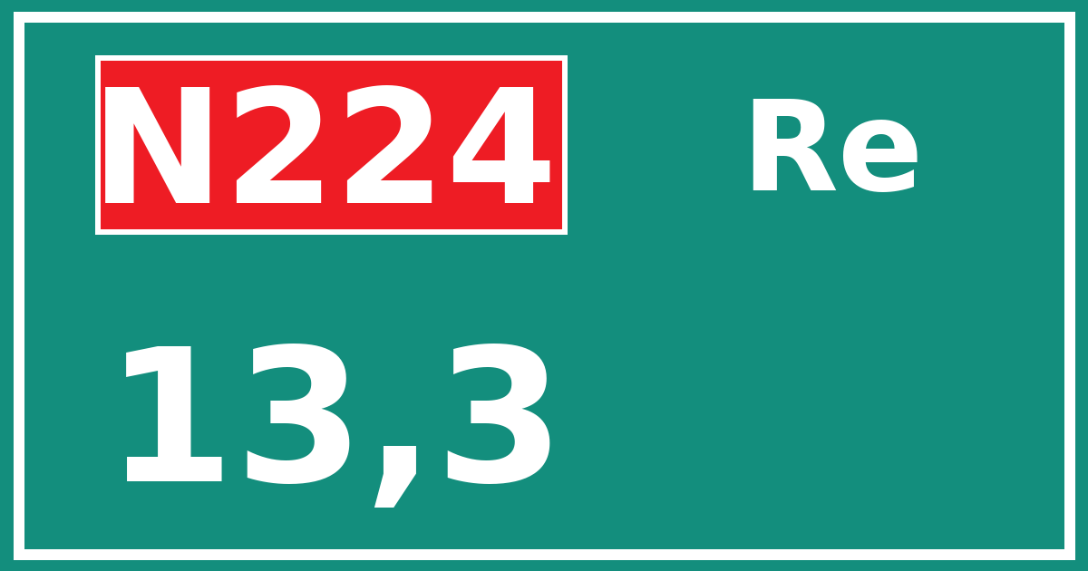 Hectometerbord N224 13,3 zijde Re