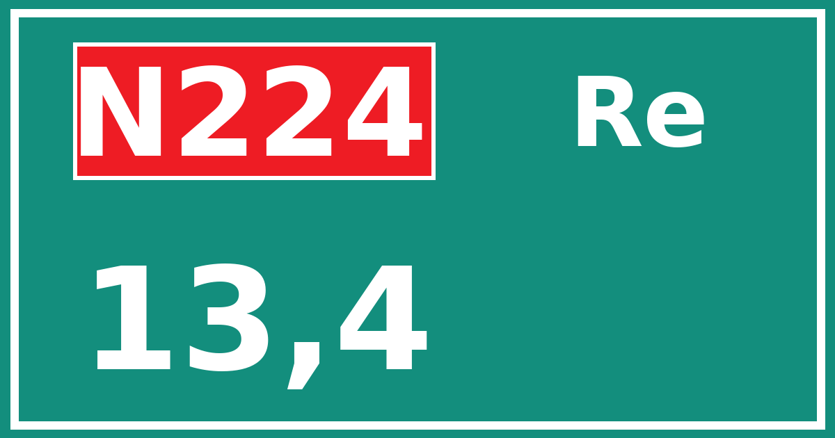Hectometerbord N224 13,4 zijde Re