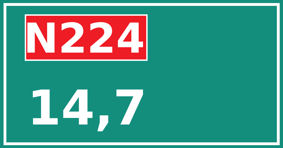 Hectometerbord N224 14,7