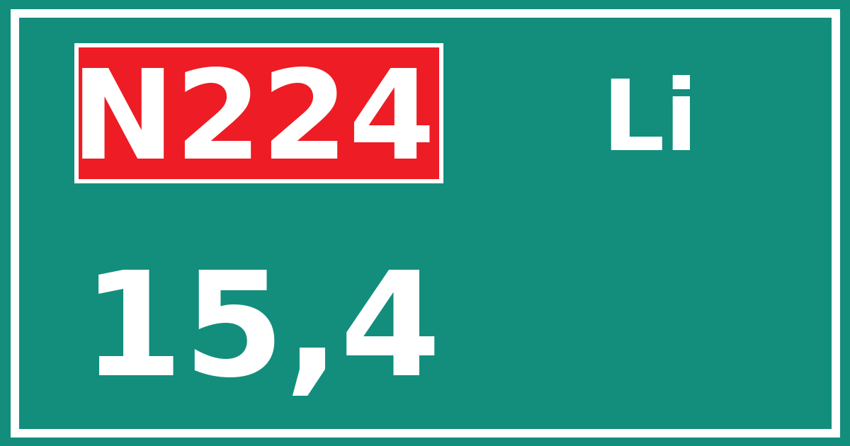 Hectometerbord N224 15,4 zijde Li