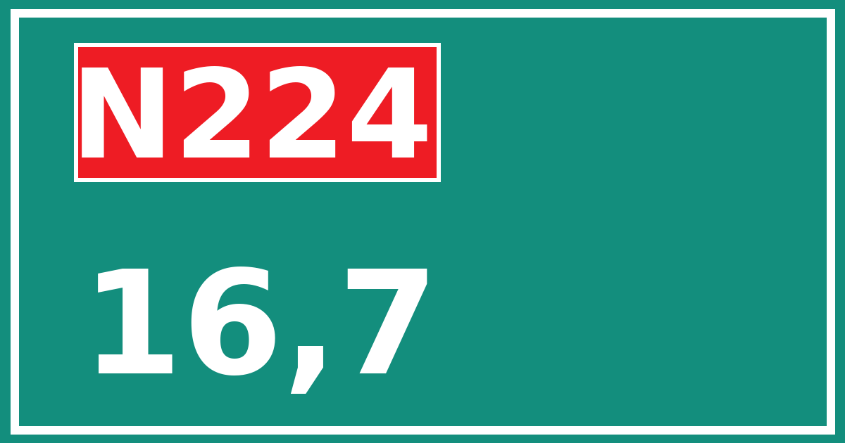 Hectometerbord N224 16,7