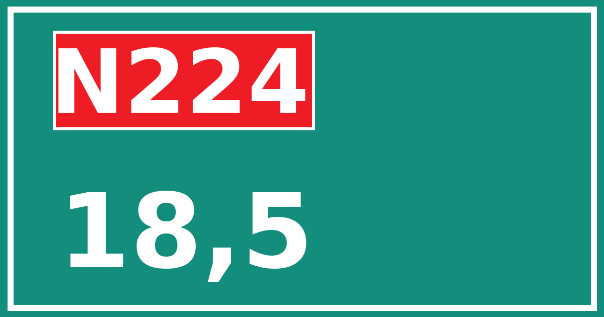 Hectometerbord N224 18,5