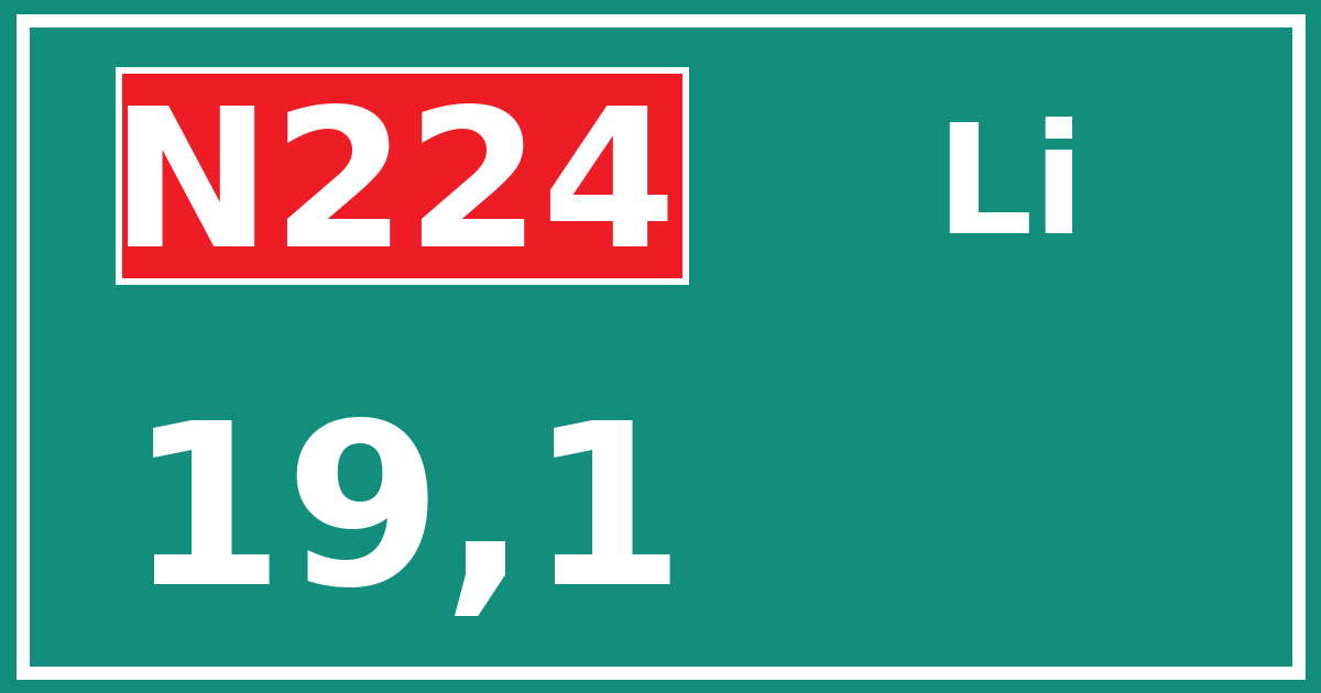 Hectometerbord N224 19,1 zijde Li