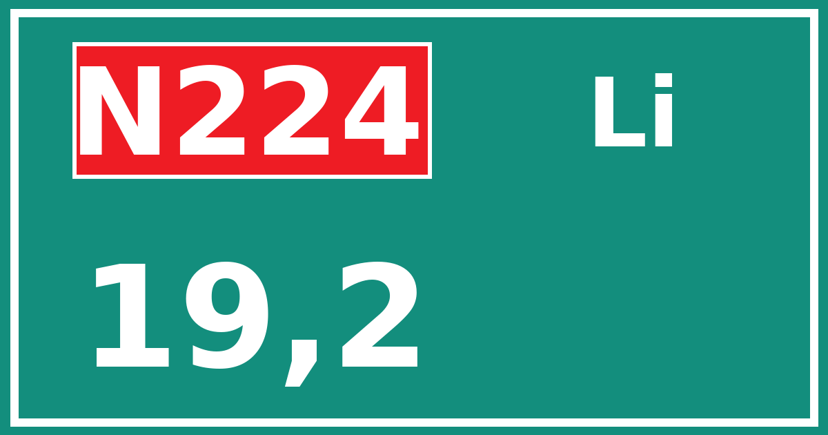 Hectometerbord N224 19,2 zijde Li