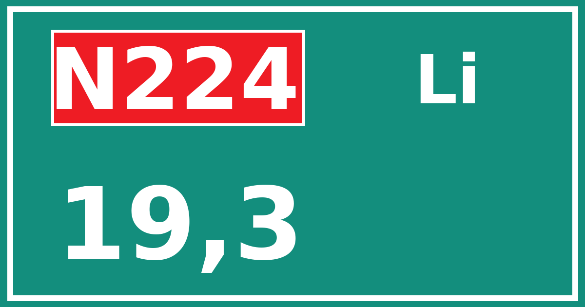 Hectometerbord N224 19,3 zijde Li