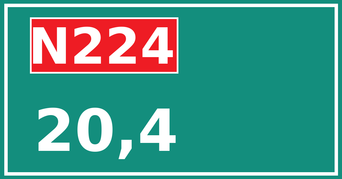Hectometerbord N224 20,4