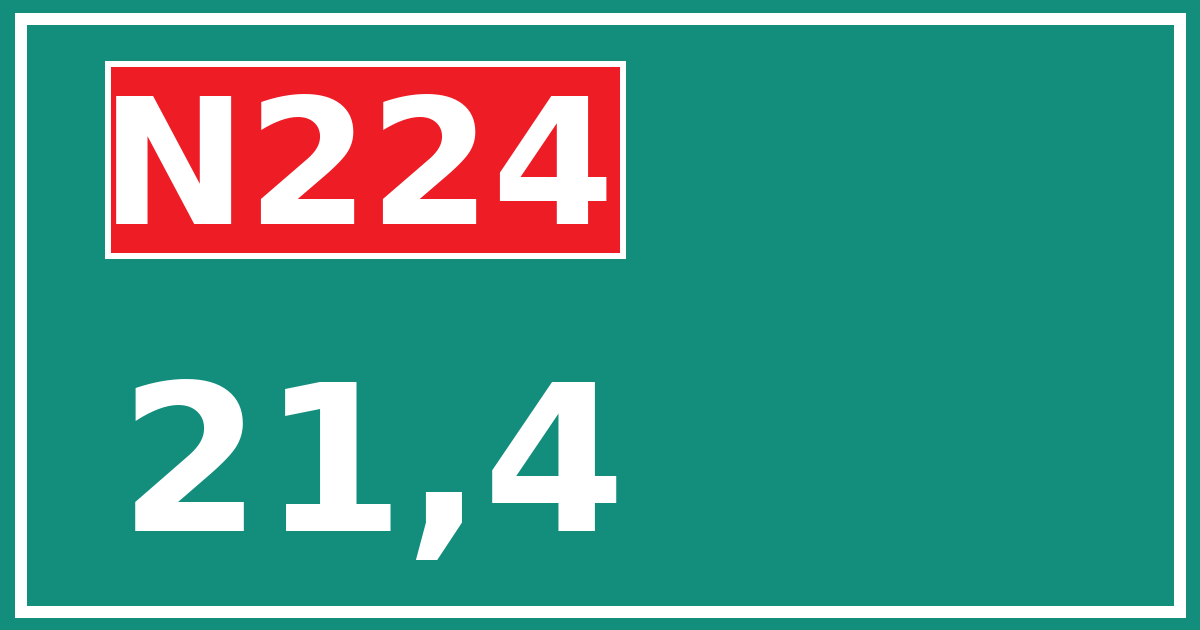 Hectometerbord N224 21,4
