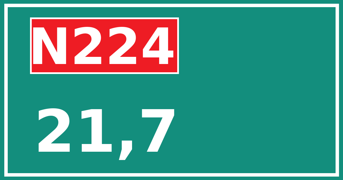 Hectometerbord N224 21,7
