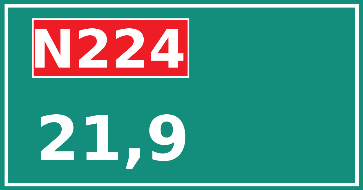 Hectometerbord N224 21,9