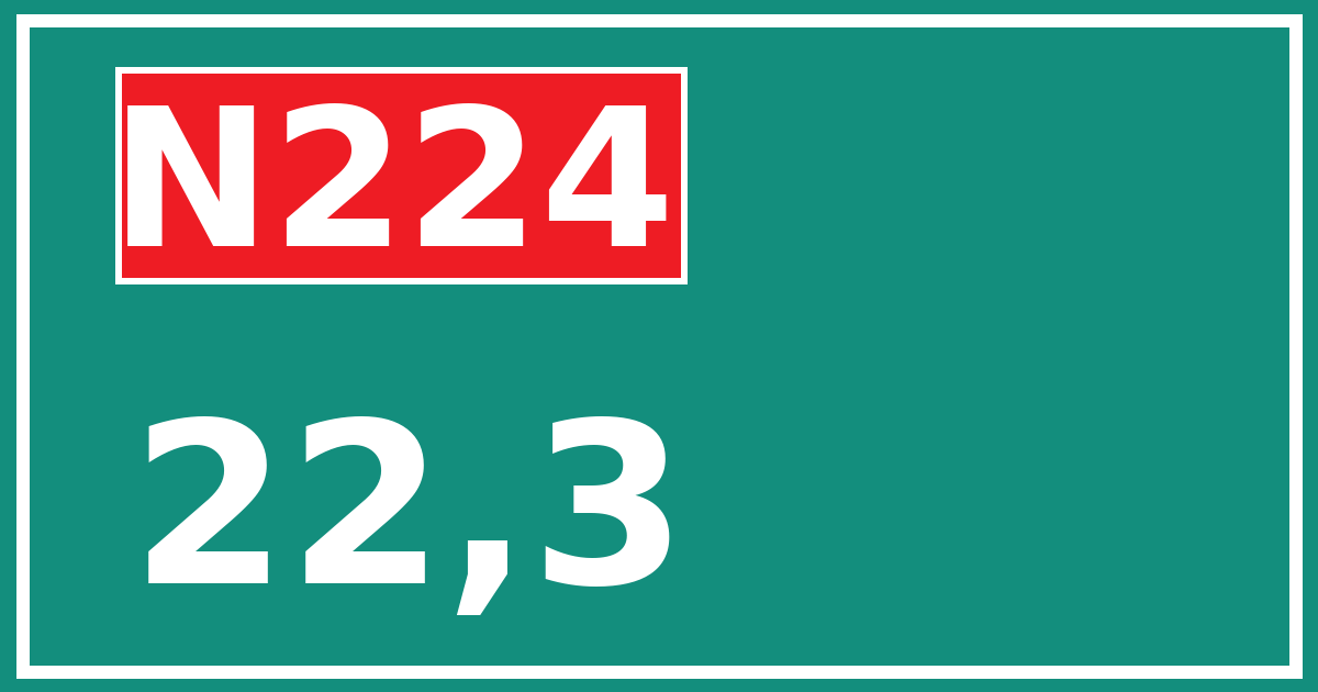Hectometerbord N224 22,3