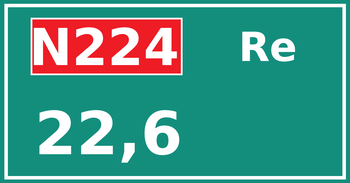 Hectometerbord N224 22,6 zijde Re