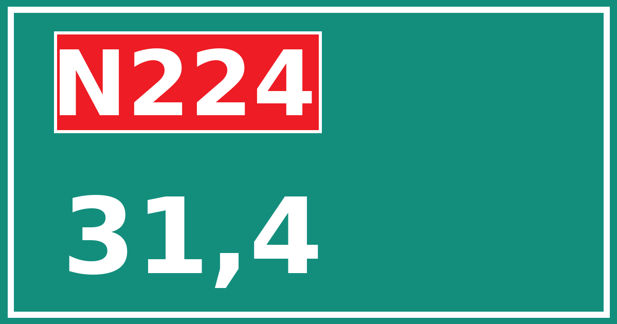 Hectometerbord N224 31,4