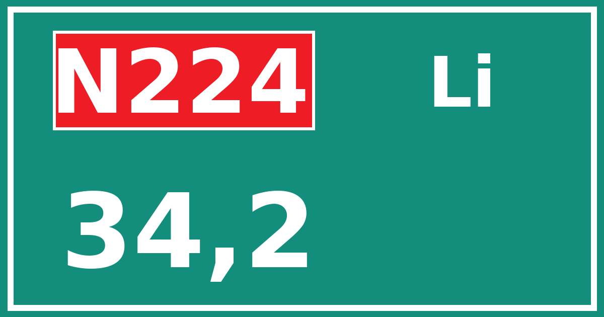 Hectometerbord N224 34,2 zijde Li