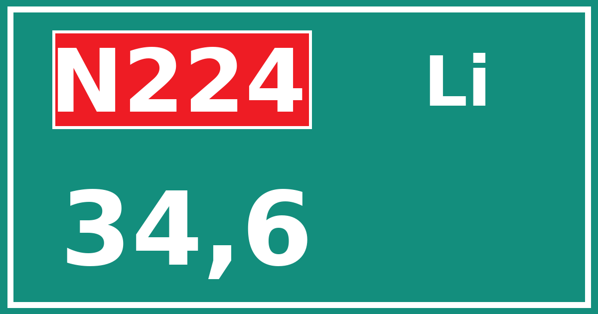 Hectometerbord N224 34,6 zijde Li