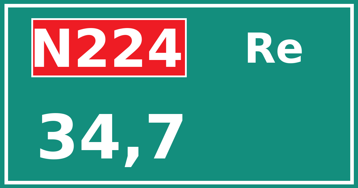 Hectometerbord N224 34,7 zijde Re