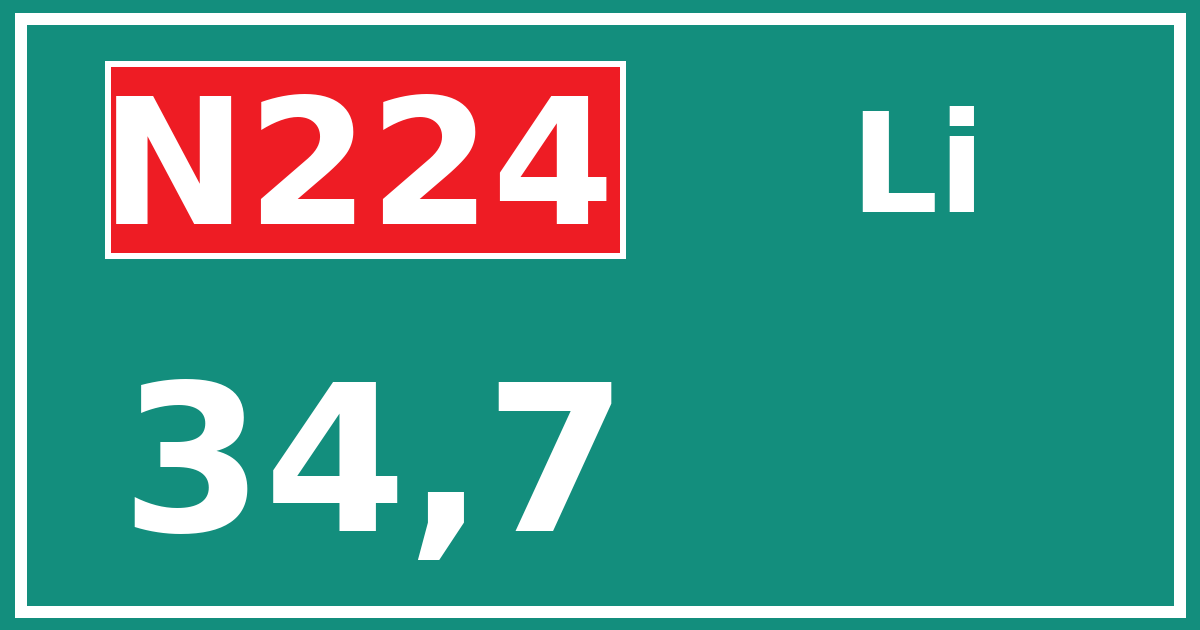 Hectometerbord N224 34,7 zijde Li