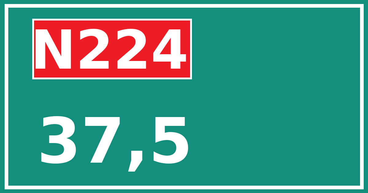 Hectometerbord N224 37,5
