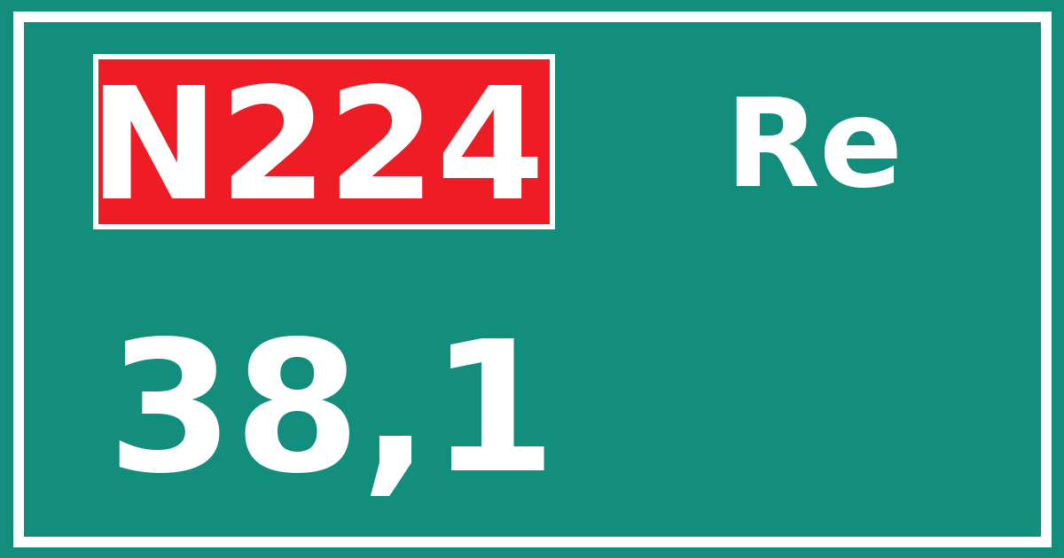 Hectometerbord N224 38,1 zijde Re