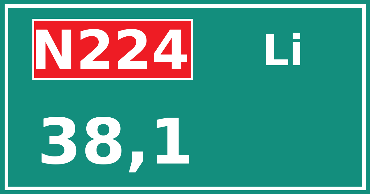 Hectometerbord N224 38,1 zijde Li