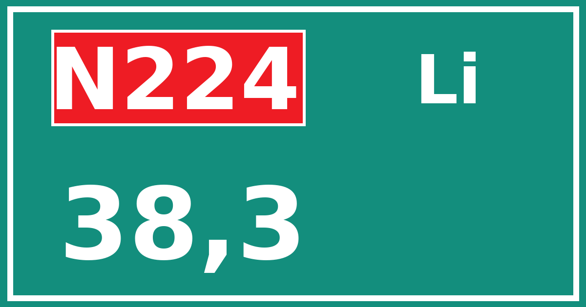 Hectometerbord N224 38,3 zijde Li