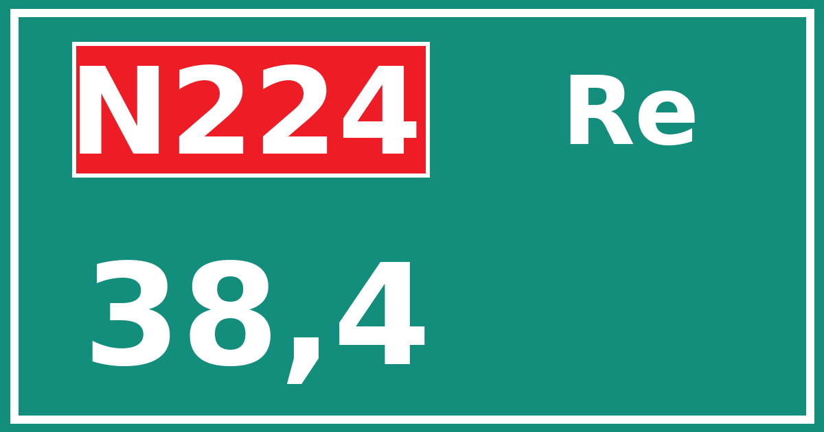 Hectometerbord N224 38,4 zijde Re