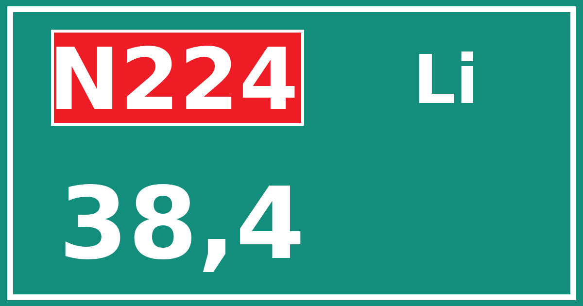 Hectometerbord N224 38,4 zijde Li