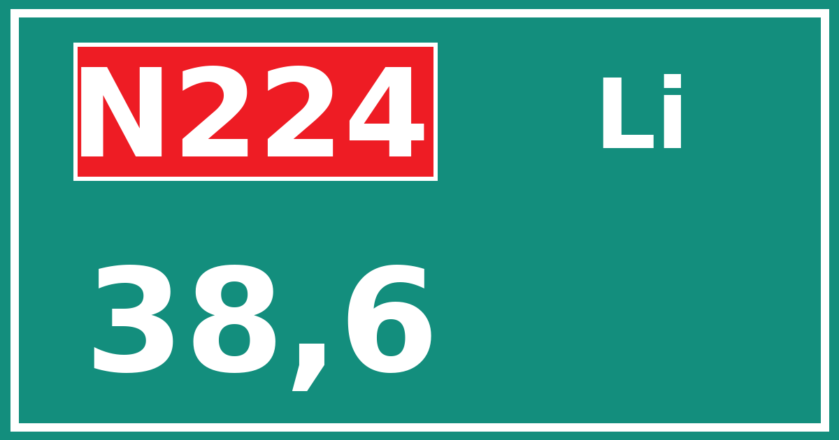 Hectometerbord N224 38,6 zijde Li
