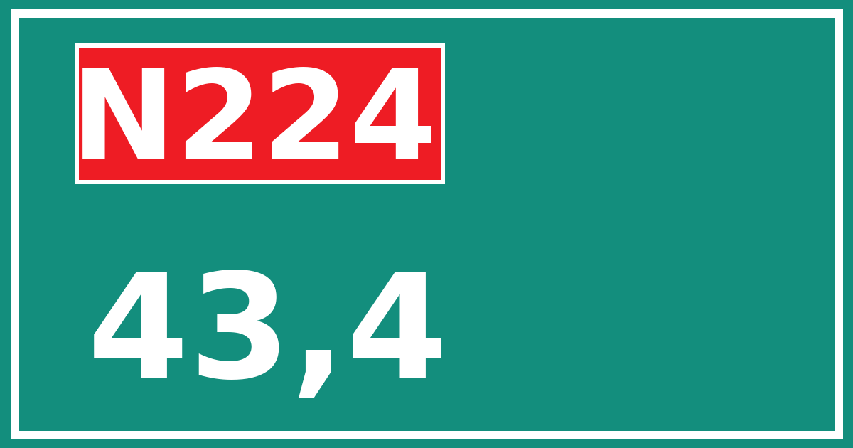 Hectometerbord N224 43,4