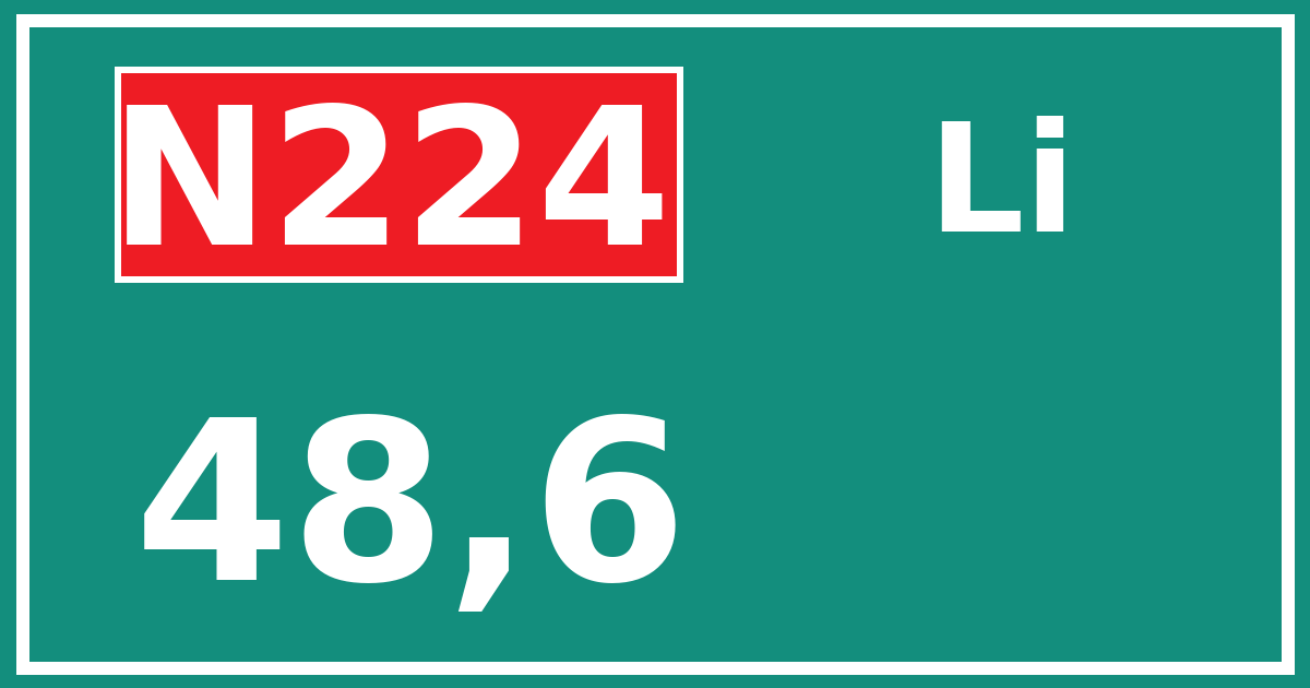 Hectometerbord N224 48,6 zijde Li