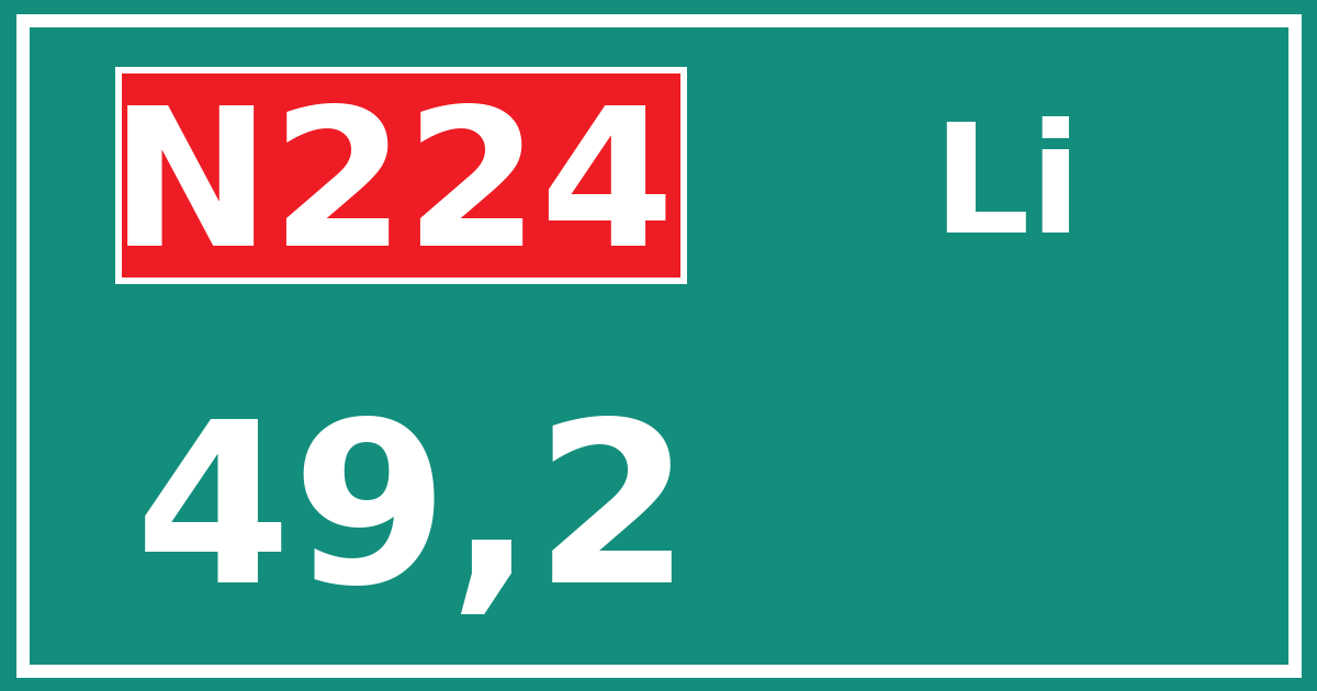 Hectometerbord N224 49,2 zijde Li
