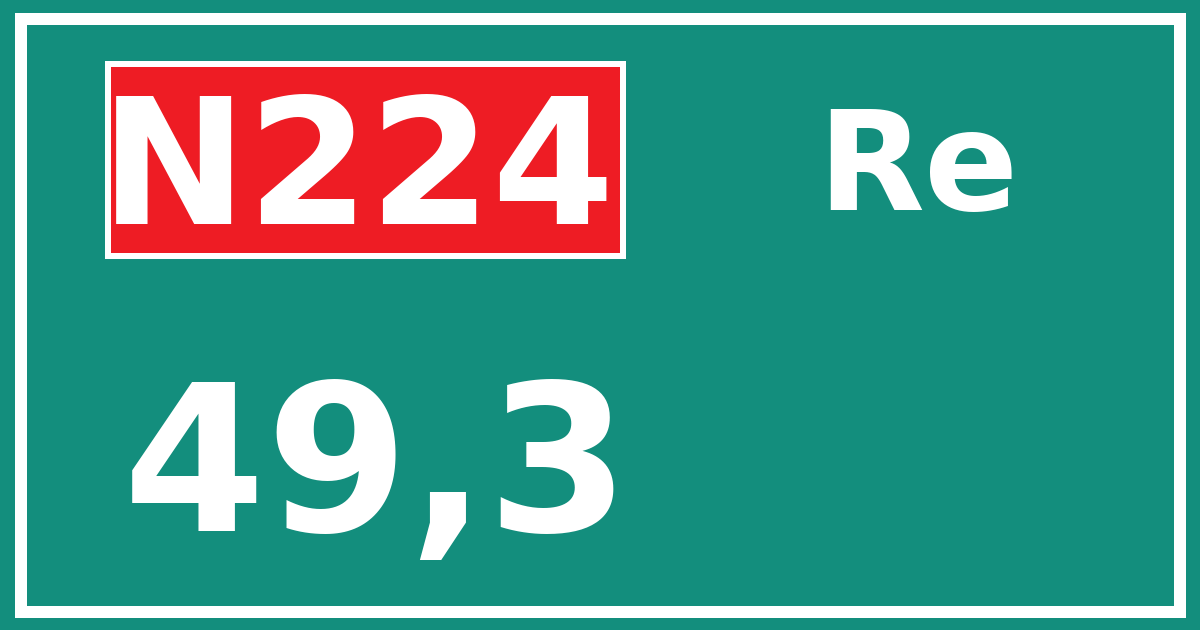 Hectometerbord N224 49,3 zijde Re
