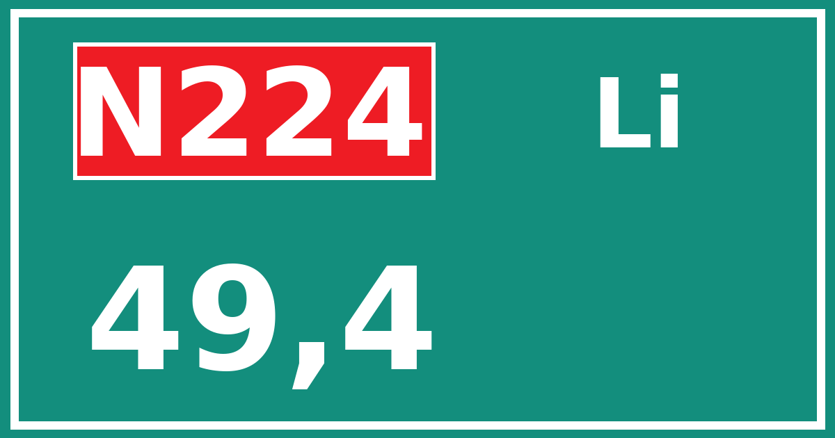 Hectometerbord N224 49,4 zijde Li