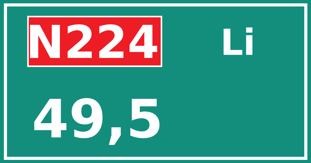 Hectometerbord N224 49,5 zijde Li